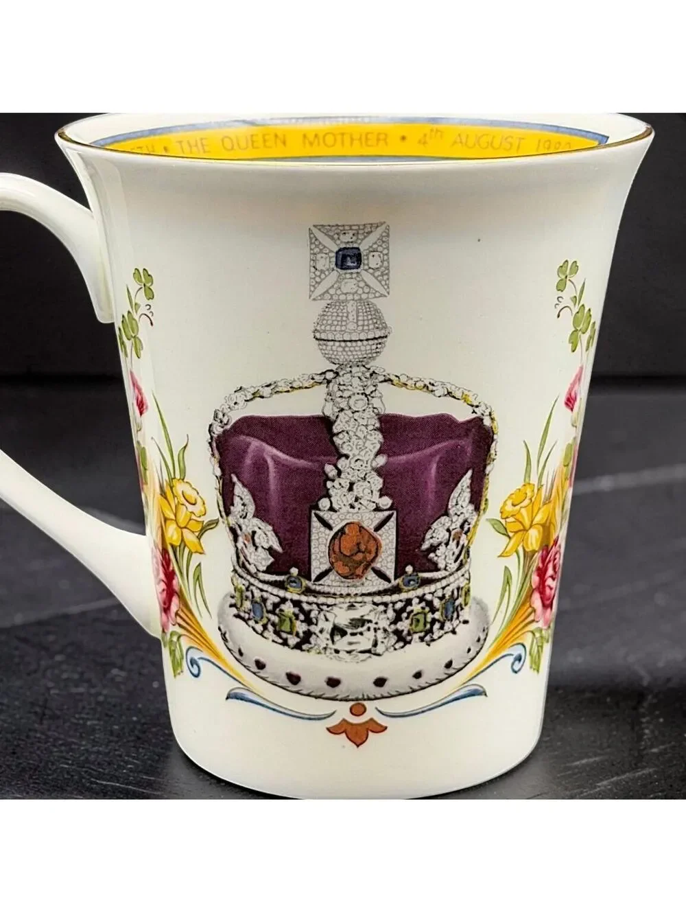 Vtg Crown Staffordshire Queen Mother 80th Birthday 1980 Bone China Mug England
